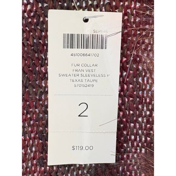 Chico's Women's Size .2 Faux Fur Collar L Brown Tan Tones Cardigan Sweater (NEW) - Picture 10 of 12